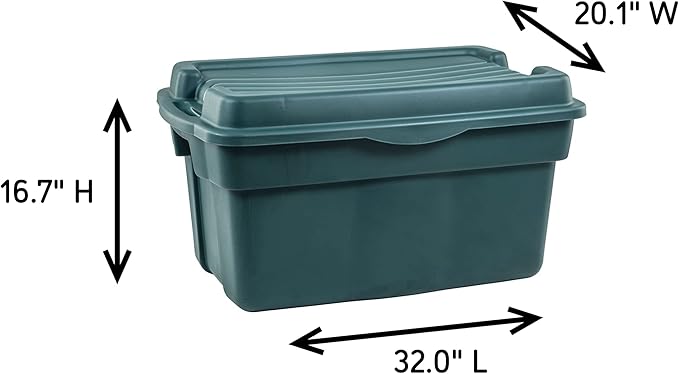 Rubbermaid ECOSense High-Top Storage Totes 28 Gal Pack of 3 Durable, Reusable, Large Plastic Storage Bins with Resting Hinged Lid, Made from Recycled Materials