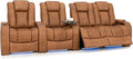 Seatcraft Diamante Zero-Gravity CoolZero Italian Leather Home Theater Seating, Power Headrest, Power Recline, Row of 4 Right Loveseat, Tawny