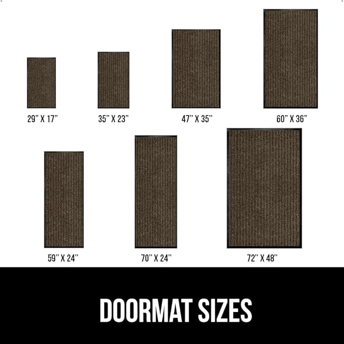 GORILLA GRIP Waterproof Traffic Guard Door Mat, 70x24, Heavy Duty Entryway Mats, Strong Rubber Back Commercial Utility Rugs for Office Hallway, Garage Floor and Home, Low Profile Carpet Runner, Brown