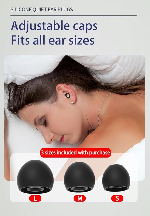 6 Pairs Soft Silicone Earplugs Reusable Noise-Reducing for Concerts, Sleep, Focus, Travel, Adjustable Size 28dB (SNR) Noise Reduction Black