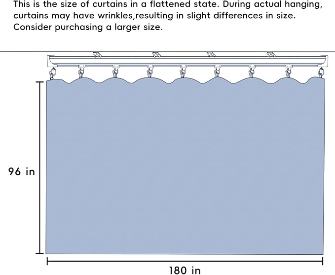 Room Divider Ceiling Mounted Curtains Track Sets Extra Wide Blackout Curtain Flexible Tracks for Bedroom Privacy Partition Separator, 1 Panel Black Drape and White Rail, W15 x H8ft