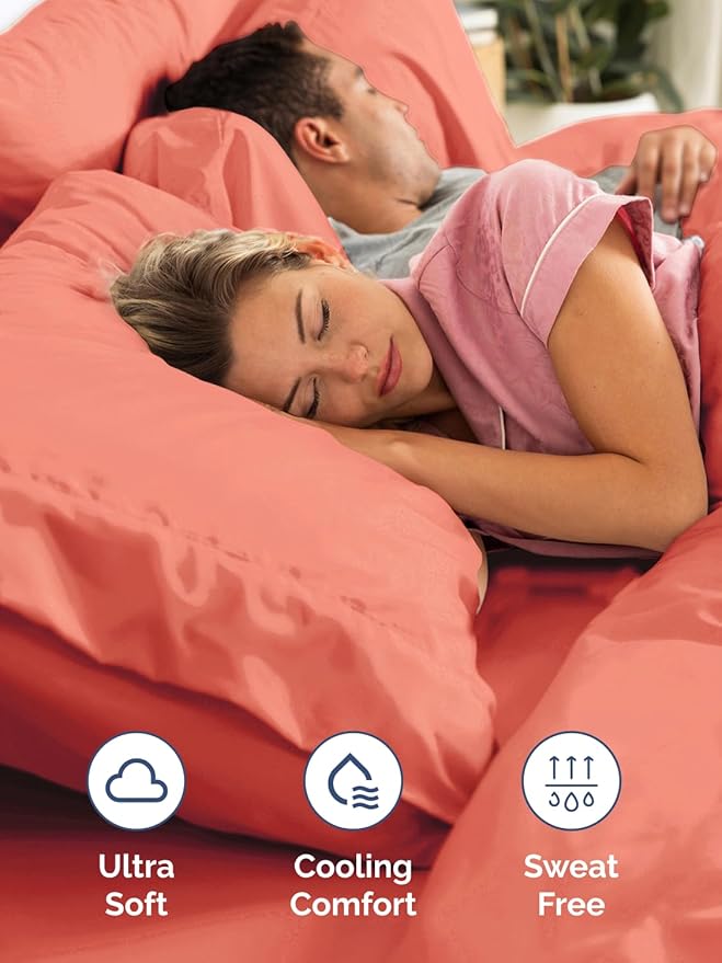 Extra Deep Cal King Sheet Set - 6 Piece Breathable & Cooling Sheets - Hotel Luxury Bed Sheets Set - Easy & Secure Fit - Soft, Wrinkle Free & Comfy Sheets Set - Coral Sheet Set with Extra Deep Pockets