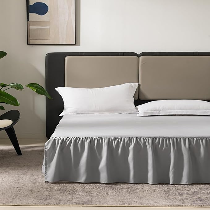 Light Grey Bed Skirt Full Size Ruffled Bed Skirt with Split Corners, Full Bed Skirt 16 Inch Drop, Full Size Bed Skirt Black for Ruffled Bed Skirt with Split Corners, Bed Skirt Full Size