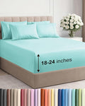 Extra Deep King Sheet Set - 6 Piece Breathable & Cooling Sheets - Hotel Luxury Bed Sheets Set - Easy & Secure Fit - Soft, Wrinkle Free & Comfy Sheets Set - Spa Blue Sheet Set with Extra Deep Pockets