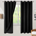 BGment Thermal Insulated 100% Blackout Curtains for Bedroom with Black Liner, Double Layer Full Room Darkening Noise Reducing Grommet Curtain (46 x 72 Inch, Black, 2 Panels)