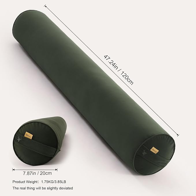 Long Round Body Pillow for Adults – Bolster Pillow for Bed, Cervical Roll Pillow, Firm Support for Sleeping,47.24 x 7.87 Inches,Jade Green