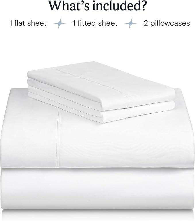 LuxClub 4 PC Extra Deep Pocket Queen Sheet Set, Deep Pockets Wrinkle Free Cooling Bed Sheets Hotel Bedding for Women, Men, Includes 1 Fitted Sheet, 1 Flat Sheet and 2 Pillowcases- White