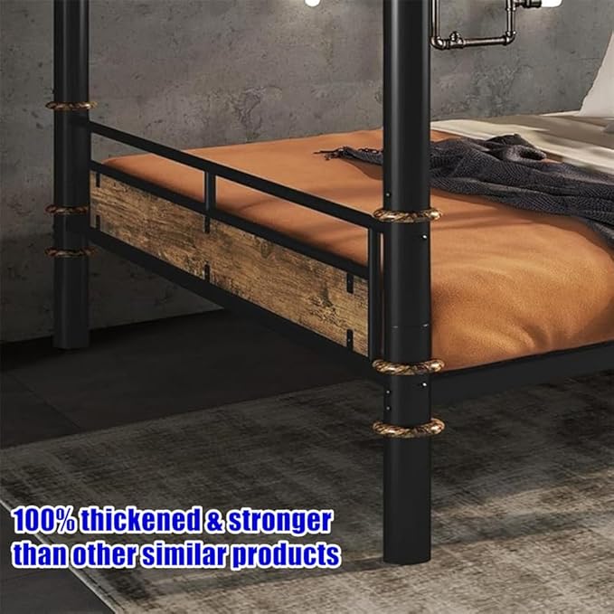 SIGONE Stronger & Safer Heavy Duty Queen Over Queen Size Bunk Bed for Adults Teens, Thickened More Stable Metal Bunkbed Frame (Greater Weight Capacity) (Queen Over Queen)