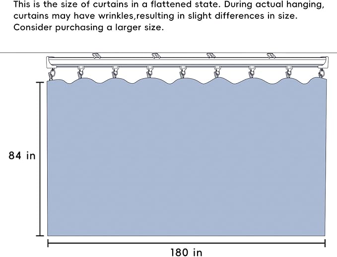 Room Divider Ceiling Mounted Curtains Track Sets Extra Wide Blackout Curtain Flexible Tracks for Bedroom Privacy Partition Separator, 1 Panel Black Drape and White Rail, W15 x H7ft