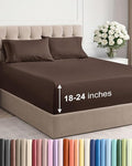 Extra Deep Twin XL Sheet Set - 4 Piece Breathable & Cooling Sheets - Hotel Luxury Bed Sheets Set - Easy & Secure Fit - Soft, Wrinkle Free & Comfy Sheets Set - Brown Sheet Set with Extra Deep Pockets
