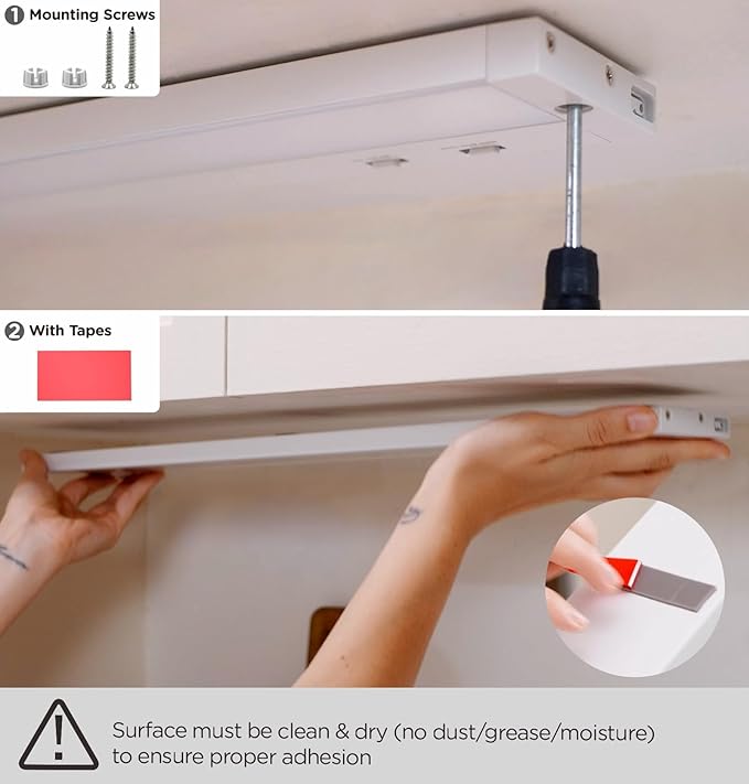 12 Inch Under Cabinet Lighting Plug in, 7W 120V 3 Color 3000K/4000K/5000K, 3 Brightness, Super Bright, Ultra Thin Under Counter Lights for Kitchen, Linkable LED Cabinet Light,White