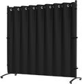 Room Divider, Curtain Privacy Screen with 360°Lockable Wheels 6FT Portable Room Divider Panel Freestanding Partition Divider Screen for Separator Wall Divider Bedroom Office (Black)