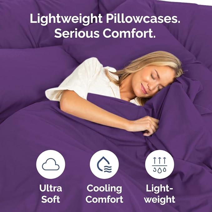 Queen Pillow Cases Set of 6 - Ultra Soft Hotel Quality Pillowcase Covers - Comfy & Wrinkle Free - Shrink, Stain & Fade Resistant - Easy-Care, Machine Washable Pillow Protectors - 6 Piece Set - Purple