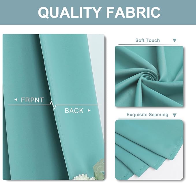 ChrisDowa Small Kitchen Valances for Windows - Grommet Short Thermal Insulated Room Darkening Window Valances Curtains for Living Room (2 Panels, Aqua, 52 x 18 Inch)