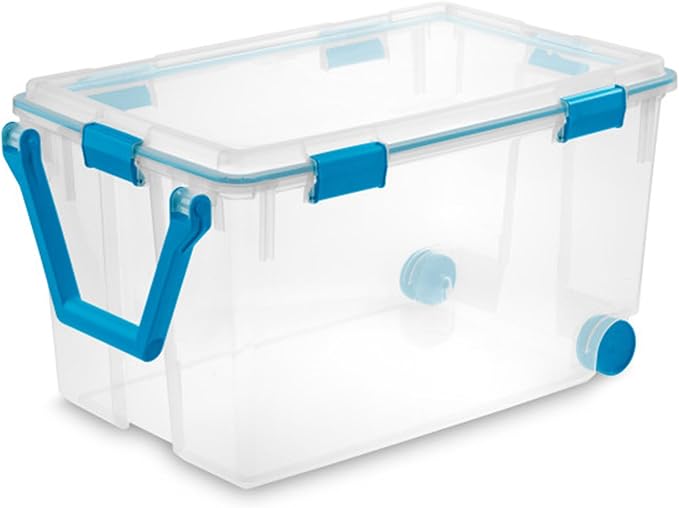 Sterilite 9-Pack Gasket Box, Weather-Resistant Storage Bins with Latching Lids, 120 Quart - Heavy-Duty Organizing Containers for Closet, Bathroom, and Office