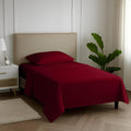 Carressa Linen 100% Egyptian Cotton Twin Sheets Set - 600 Thread Count Egyptian Cotton Luxury Twin Sheets (3 PC, Classic Burgundy), 16" Deep Pocket, Soft, Cooling, Sateen Weave Dorm Room Bedding