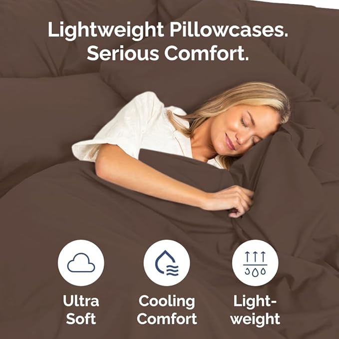 Queen Pillow Cases Set of 10 - Ultra Soft Hotel Quality Pillowcase Covers - Comfy & Wrinkle Free - Shrink, Stain and Fade Resistant - Easy-Care, Machine Washable Pillow Protectors - 10 Pcs Set - Brown