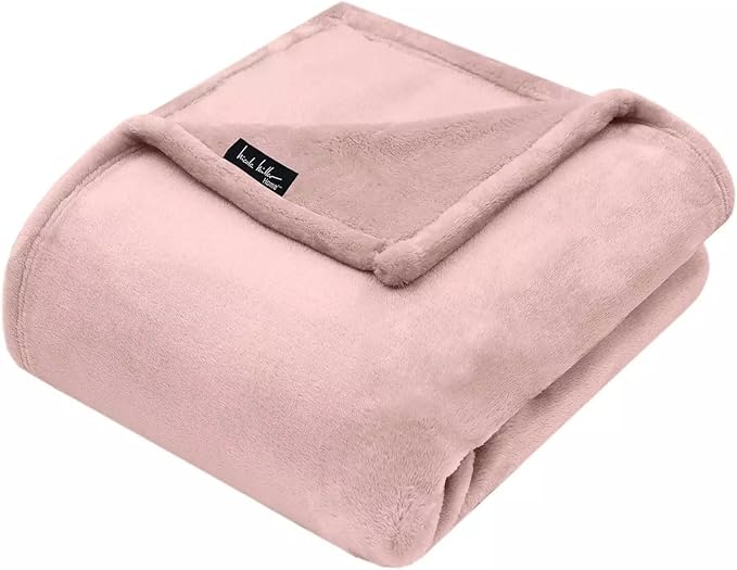 Nicole Miller Oversized Plush Fleece Throw Blanket – Ultra Soft, Lightweight & Cozy – 60" x 70" Warm Flannel Blanket for Couch, Bed & Travel – Machine Washable (Rose-Pink)