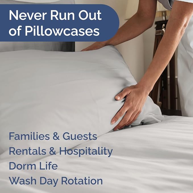 Queen Pillow Cases Set of 8 - Ultra Soft Hotel Quality Pillowcase Covers - Comfy, Cozy & Wrinkle Free - Shrink, Stain & Fade Resistant - Machine Washable Pillow Protectors - 8 Piece Set - French Grey