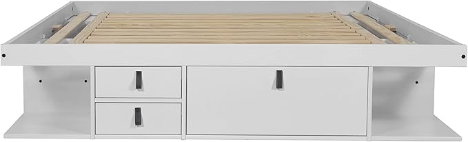 memomad Bali Storage Platform Bed with Drawers (King Size, Off White)