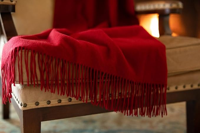 Alashan Cashmere Blend Ripple Finish Woven Throw - Cashmere Throw Blanket - Claret