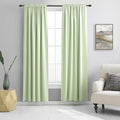 DONREN 90 inch Length Room Darkening Curtain Panels for Living Room - Energy Efficient Blackout Bedroom Curtains Thermal Insulated Rod Pocket,Light Green,52 x 90 inch Set of 2 Panels