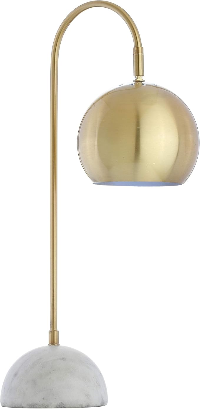 JONATHAN Y JYL6000A 23.5" Modern Brass and Marble Table Lamp, Contemporary Task Lamp for Office Desk, Bedside Nightstand Lamp for Bedroom, Living Room with Brass Gold Metal Shade, LED Bulb Included