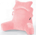 SLIGUY Reading Pillow-Bed Rest Pillow with Detachable Neck Roll & Higher Support Arm for Sitting in Bed Couch or Floor-Backrest Reading Pillow Adult Back Pillow for Reading/Watching TV/Gaming,Pink