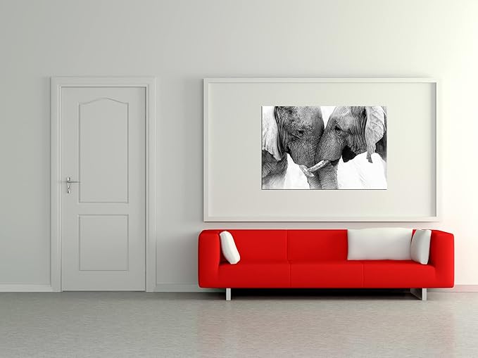 DZL Art D73069 Black and White Elephants Entwine Wall Art Canvas Painting Ready to Hang for Living Room Bedroom Office Wall Decor Home Decoration