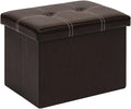 B FSOBEIIALEO Folding Storage Ottoman Cube, Faux Leather Footrest Seat Coffee Table, Brown 16.5"x12.6"x12.6"