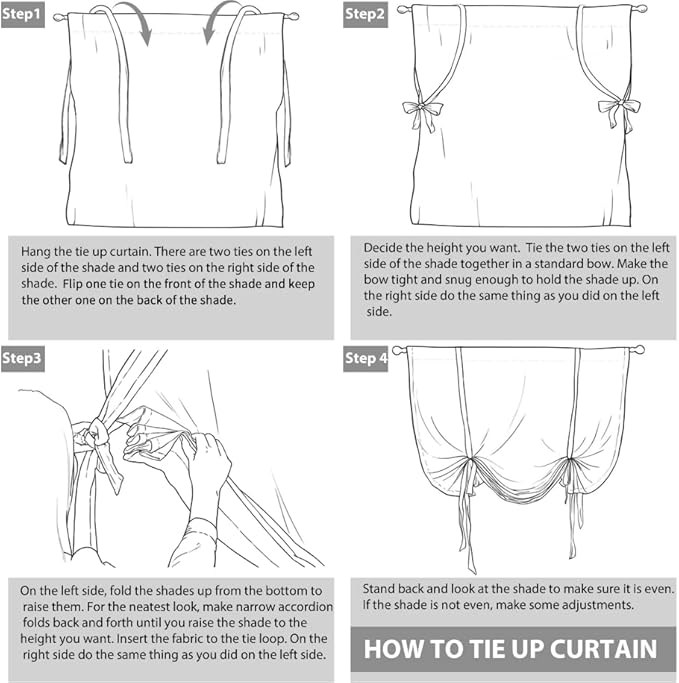 DriftAway Double Layer Linen Blackout Tie Up Curtains Thermal Insulated Fully Lined Balloon Roman Shade Bathroom Window Adjustable Rod Pocket for Small Window 25 Inch by 47 Inch Dusty Blue