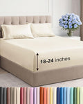 Extra Deep Twin XL Sheet Set - 4 Piece Breathable and Cooling Sheets - Hotel Luxury Bed Sheets Set - Easy Fit - Soft, Wrinkle Free and Comfy Sheets Set - Off White Sheet Set with Extra Deep Pockets