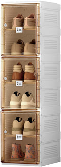 ANTBOX Shoe Organizer Storage Box, Portable Folding Shoe Rack for Closet with Magnetic Clear Door,Large Sneaker Cabinet Bins Sturdy Easy Assembly 6 Layers-6 Grids