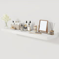 Fun Memories Farmhouse Floating Shelves for Wall, 48 x 9.3 Large Floating Shelf Wall Mounted, Rustic Wood Shelves for Bathroom, Kitchen, Living, Heavy-Duty Storage Deep Shelf for Books, Decor, White