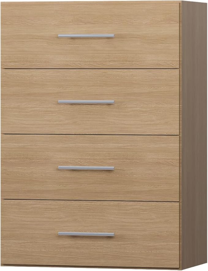 4 Drawer Short Tower Closet Unit, Modular Closet System, Wood Closet System Organizer with Storage for Walk In Closets, Clothing Rack Closet for Hanging Clothes, Bedroom, Wood, 31.5"W