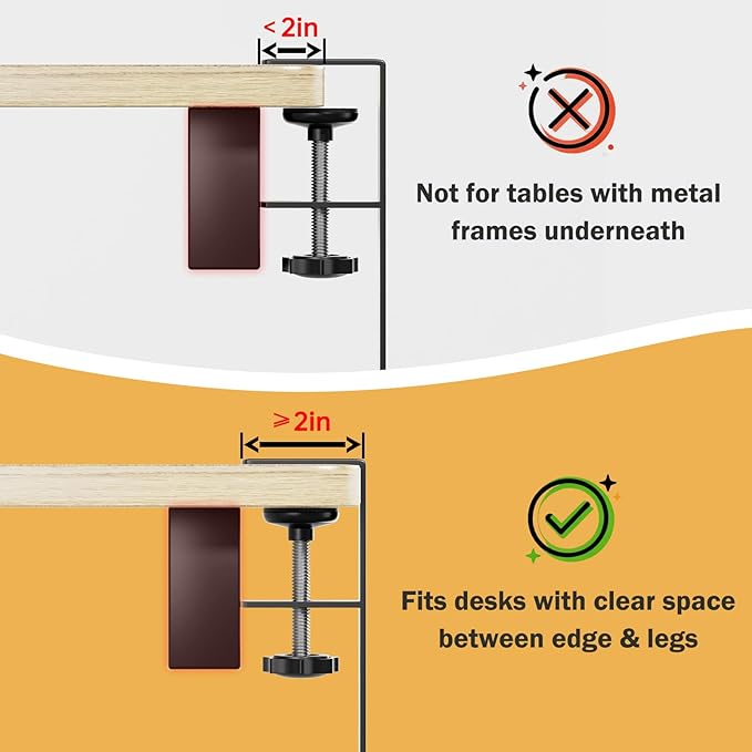 DELAMU 25'' Upgraded Cord Management, No Dill Under Desk Cable Tray with F-Clamp, Metal Cable Management Tray to Under Desk Organizer for Home Office, 1 Pack, Black