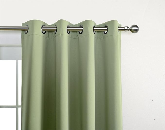 MIUCO 1 Pair Thermal Insulated Grommet 52-Inch-by-84-Inch Blackout Window Curtain Panels with 2 Tie Backs, Sage