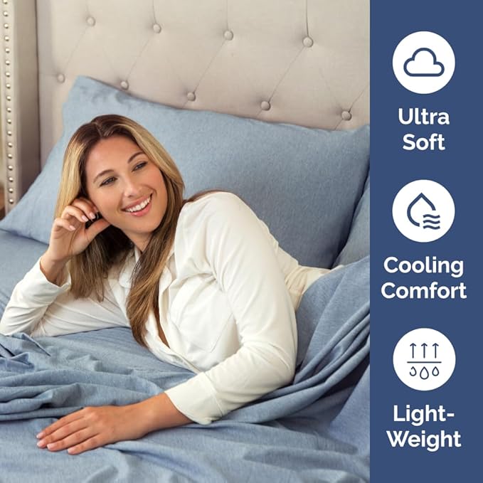 Queen Pillow Cases Set of 2 - Ultra Soft Hotel Quality Pillowcase Covers - Comfy, Cozy & Wrinkle Free - Shrinkage and Fade Resistant - Machine Washable Pillow Protectors - 2 Piece Set - Heathered Blue