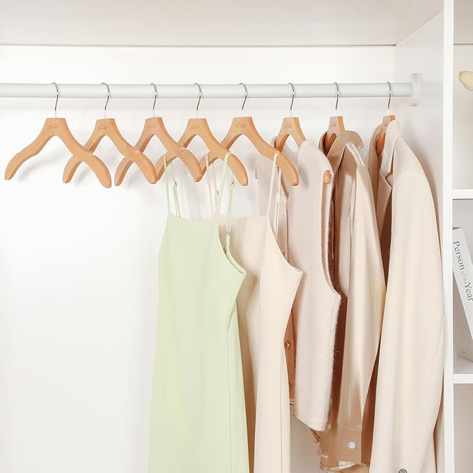 TOPIA HANGER Wooden Coat Hangers 24 Pack, Premium Wood Top Suit Hangers with No Shoulder Bump, 360° Swivel Hook and Cut Notches Clothes Hangers for Sweater, Coat, Shirts, Jackets, Dress, Natural CT85N