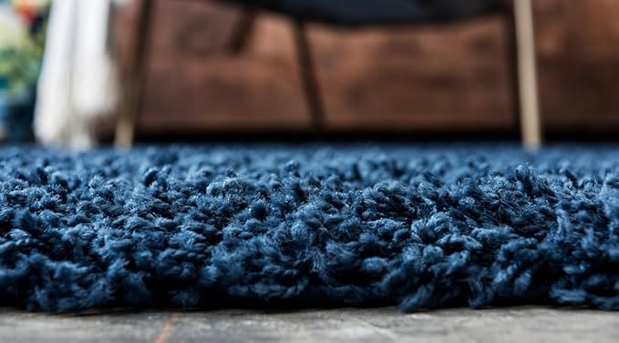 Unique Loom Solid Shag Collection Area Rug (5' 1" x 8' Rectangle, Sapphire Blue/ Navy Blue)