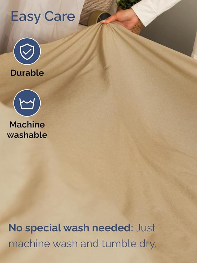 Extra Deep King Sheet Set - 6 Piece Breathable and Cooling Sheets - Hotel Luxury Bed Sheets Set - Easy Fit - Soft, Wrinkle Free and Comfy Sheets Set - Heathered Tan Sheet Set with Extra Deep Pockets