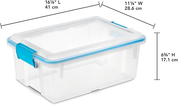 Sterilite 12-Pack Gasket Box, Weather-Resistant Storage Bins with Latching Lids, 12 Quart - Heavy-Duty Organizing Containers for Closet, Bathroom, and Office