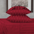 URBANHUT 800 Thread Count 100% Cotton Damask Twin Size Sheets, 4 Piece Striped Twin Size Bedsheets, Luxury Hotel Sheets Sateen Weave - Better Than Egyptian, 14" Elasticized Deep Pocket- Burgundy