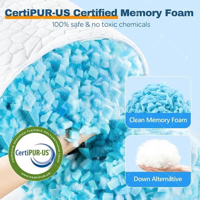 Cooling Pillows King Size Set of 2 Pack Shredded Memory Foam Pillows for Sleeping, Adjustable Cool Bed Pillow for Side Back Stomach Sleepers, Luxury Gel Neck Pillow for Neck and Shoulder Pain Relief