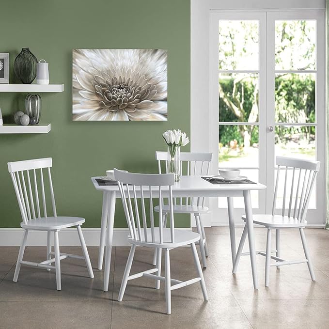RICHSPACE ARTS Flower Wall Art in Neutral Beige Color Modern Rustic Farmhouse Canvas Decor Hanging Framed Artwork Chrysanthemum Floral Picture White Grey Painting Print for Bathroom Bedroom Living