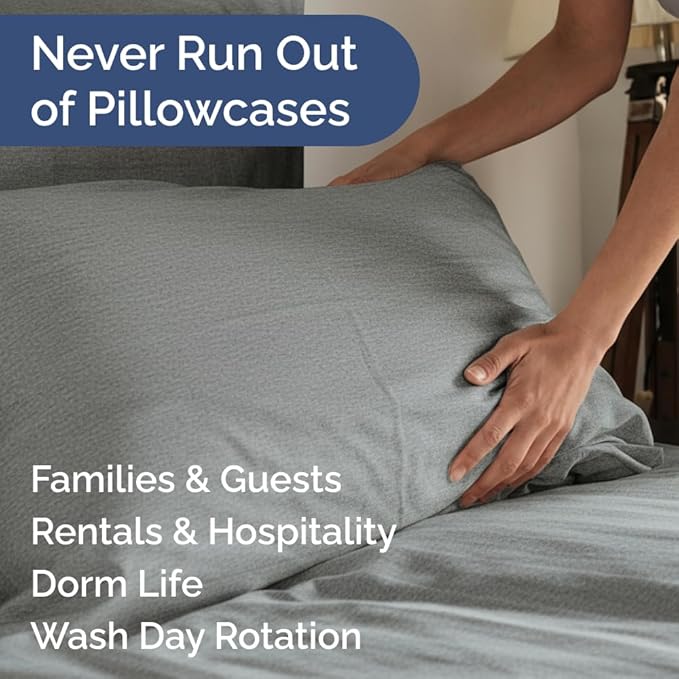 King Pillow Cases Set of 8 - Ultra Soft Hotel Quality Pillowcase Covers - Comfy & Wrinkle Free - Shrink, Stain and Fade Resistant - Machine Washable Pillow Protectors - 8 Piece Set - Heathered Grey