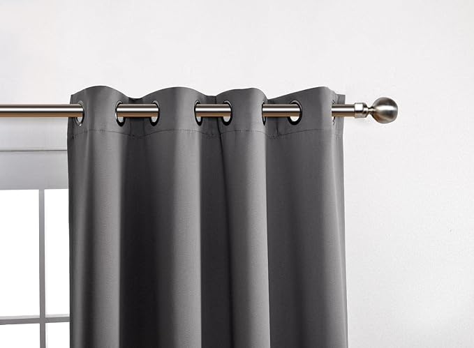 MIUCO Room Darkening Soild Grommet Window Blackout Curtains Two Panels for Bedroom 52x95 Inch Grey, Bonus 2 Tie Backs Included