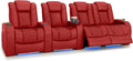 Seatcraft Diamante Zero-Gravity CoolZero Italian Leather Home Theater Seating, Power Headrest, Power Recline, Row of 4 Right Loveseat, Red