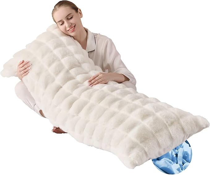 Cozy Plush Fluffy Body Pillow,Full Body Pillows for Adults Kids Girls Teens,20X54 Inches Big Hug Double Pillow,Bed and Sofa Pillow for Side Sleeper & Pregnancy,Pregnancy Pillow-Beige Chocolate