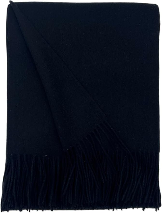 Alashan Cashmere Blend Ripple Finish Woven Throw (Ebony)